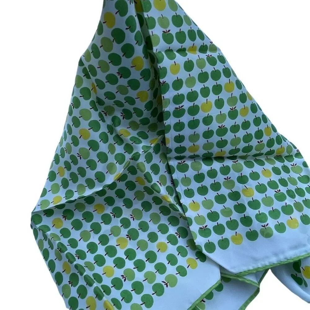 Vintage “ A Paris Scarf” 26” X 26” Apples print Japan hand rolled.